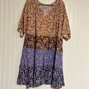 Boho Tiered Floral Dress in Multi-Color